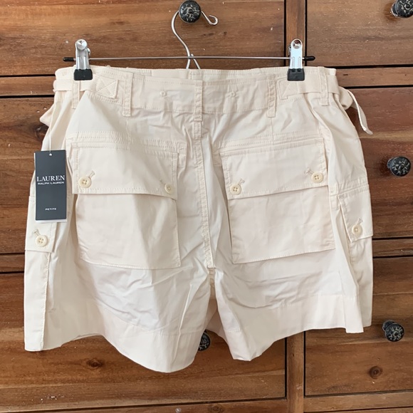 NWT Ralph Lauren Shorts: Cream Color, Front & Back Pockets, Waist Ties, 8P - Picture 2 of 14